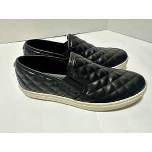 Steve Madden Slip On Shoes ECENTRCQ Black Quilted Comfort Sneakers Womens 10